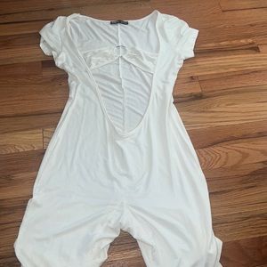 White open front romper